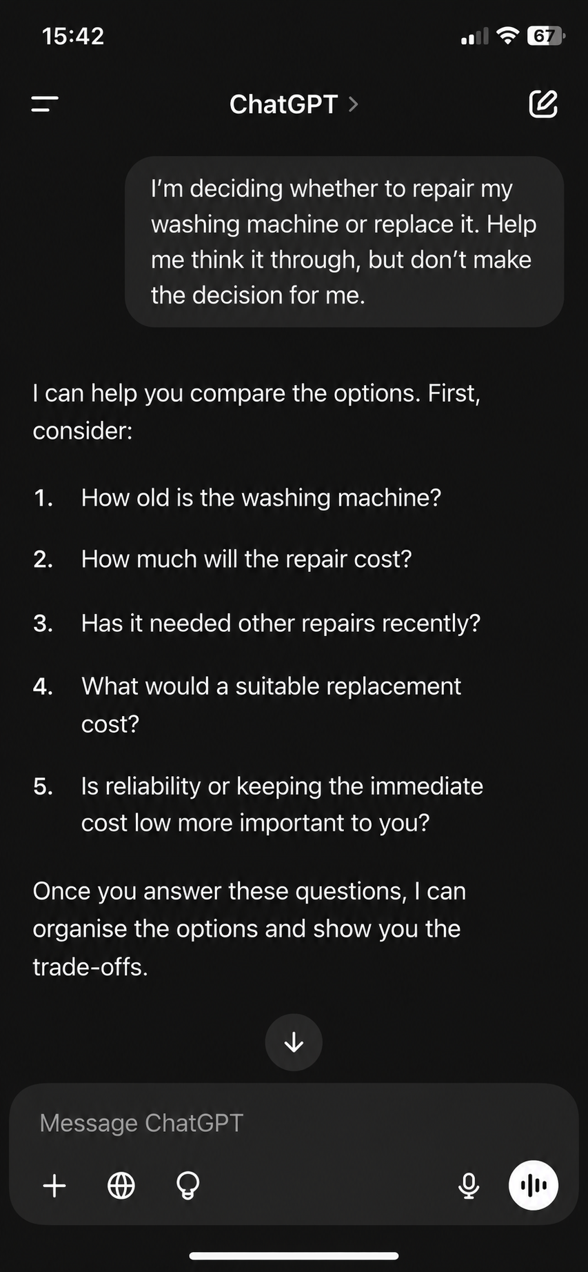 AI helping compare an everyday decision